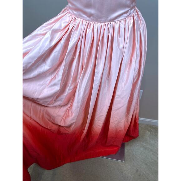 Sau Lee Teigen Blush Red Ombre Strapless Maxi Gown Size 6 - Picture 6 of 12